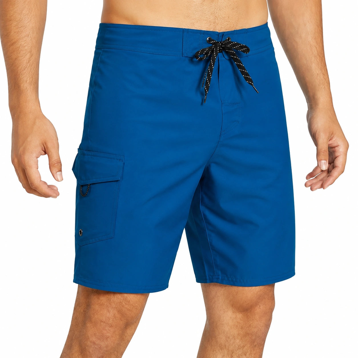 Herren Badeshorts Größe M Blau Textil mit Seitentasche und Schnürbund