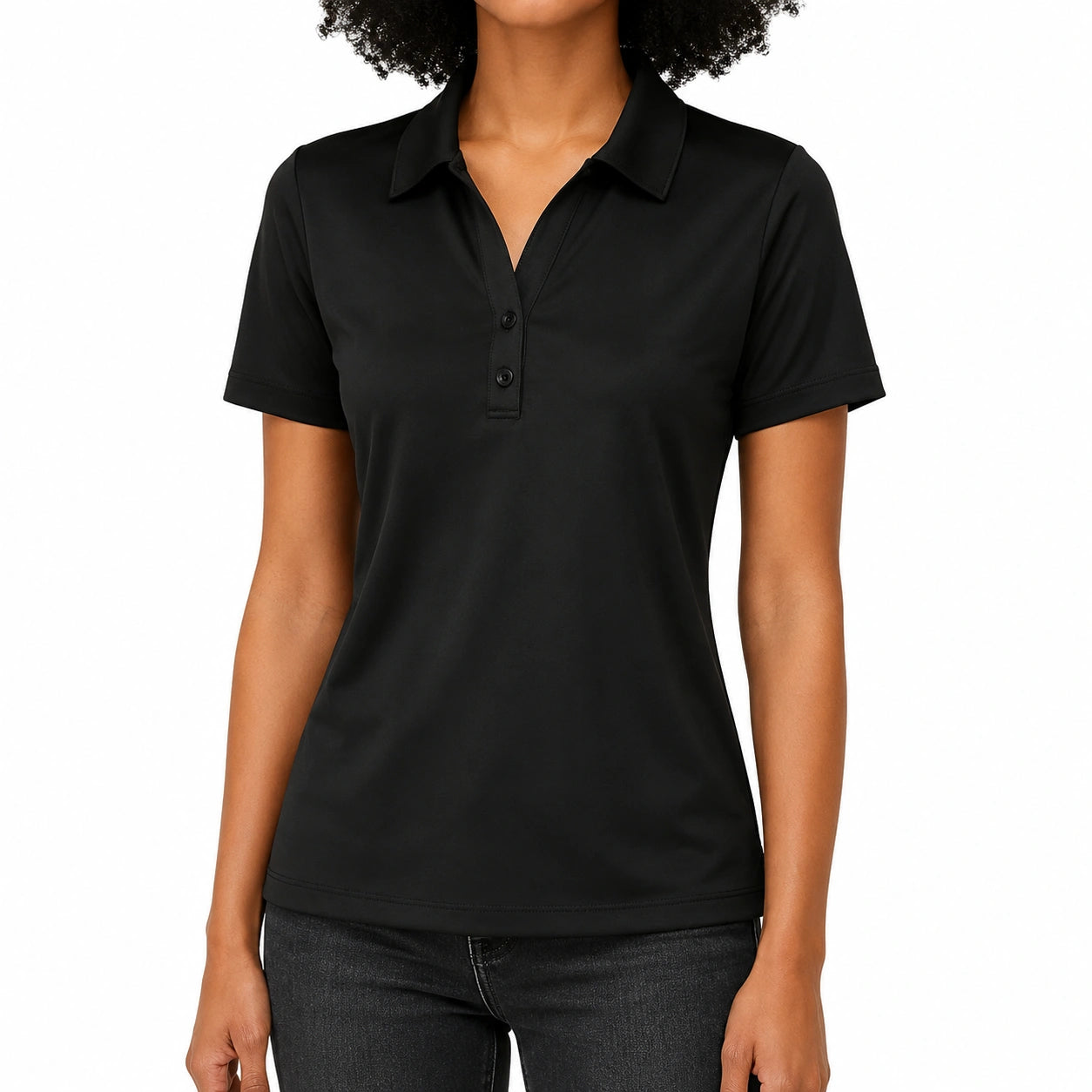 Damen Poloshirt Größe S aus Synthetik Schwarz kurzärmelig