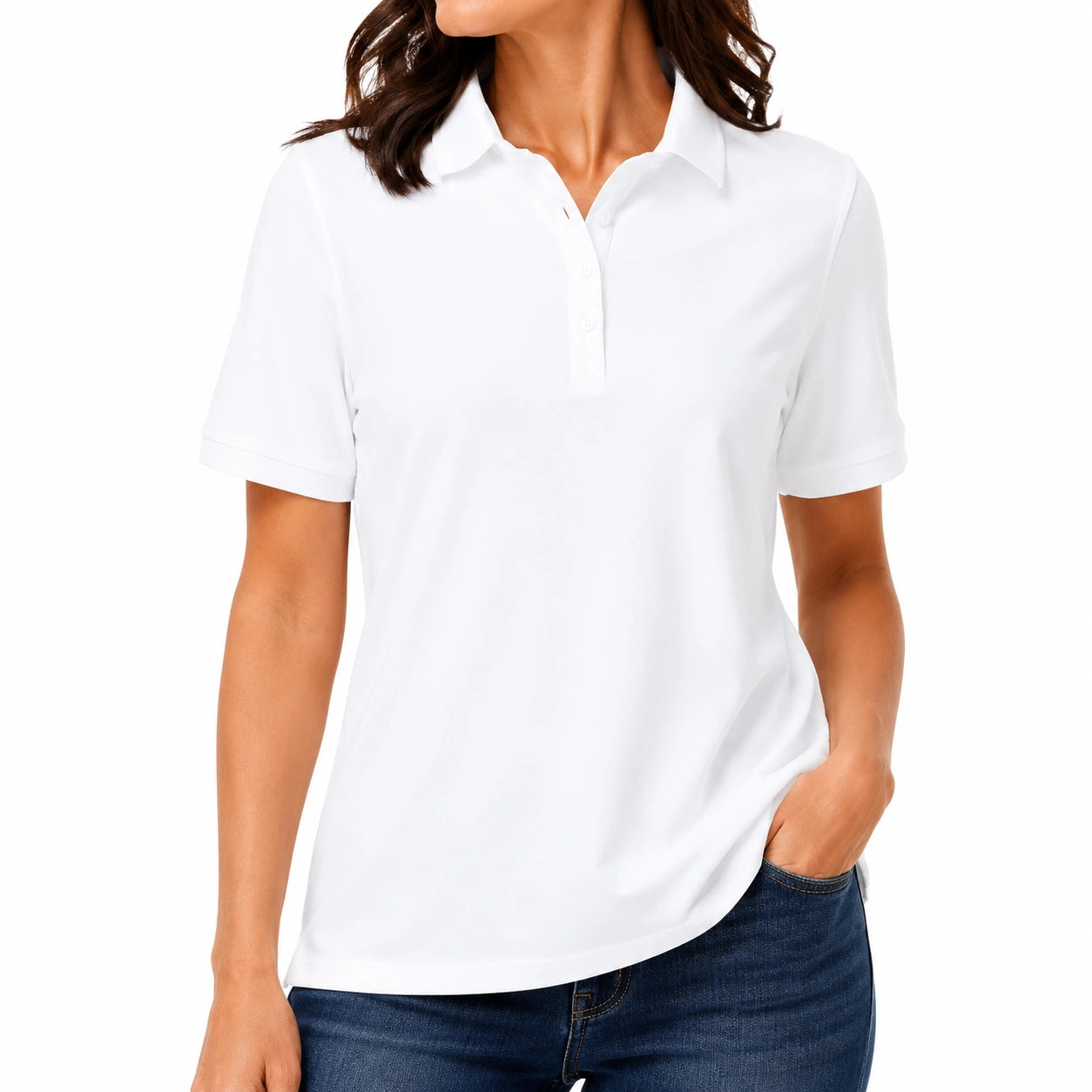 Damen Poloshirt Größe M Weiß kurzarm mit Kragen für Freizeit