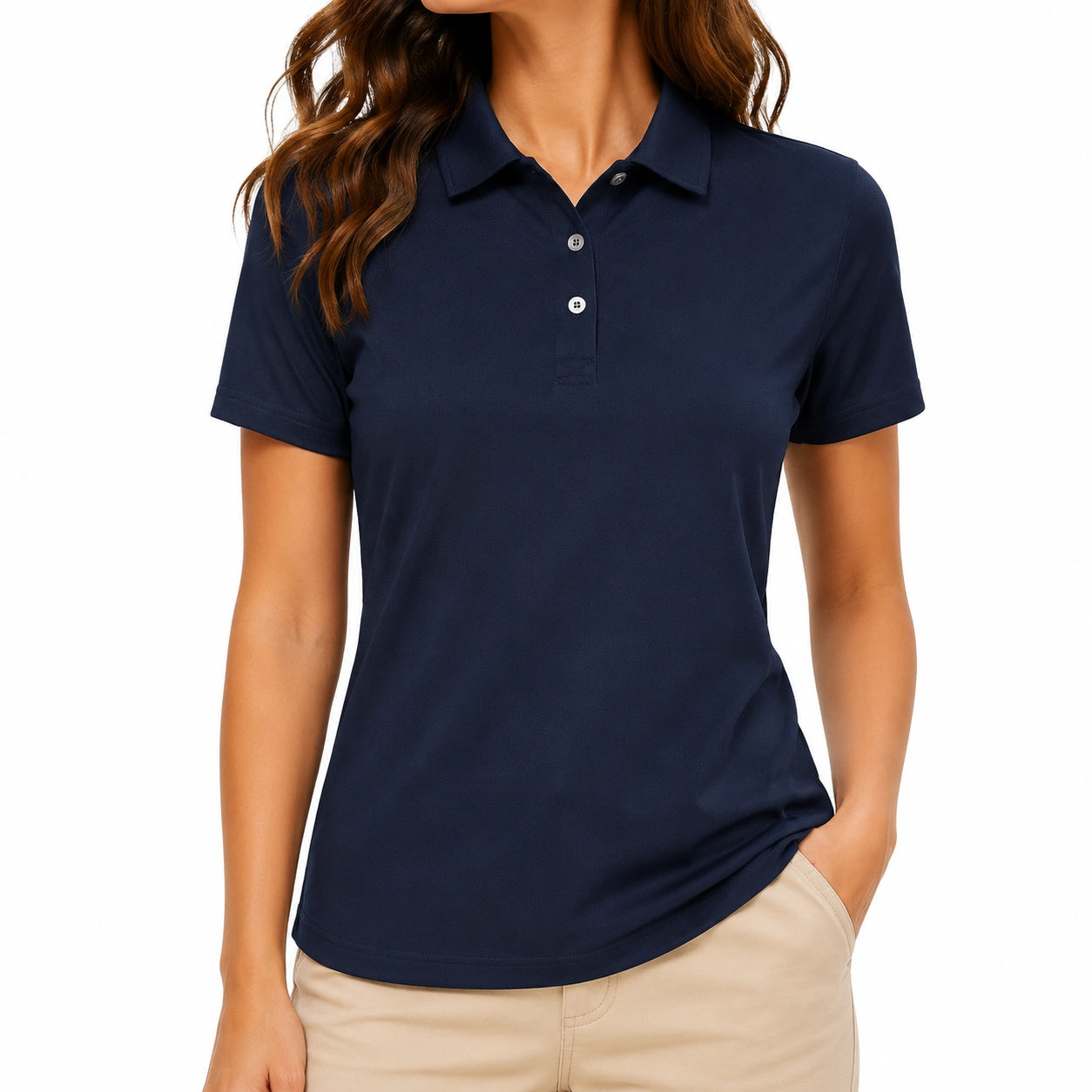 Damen Poloshirt Größe M Dunkelblau kurzarm mit Knopfleiste