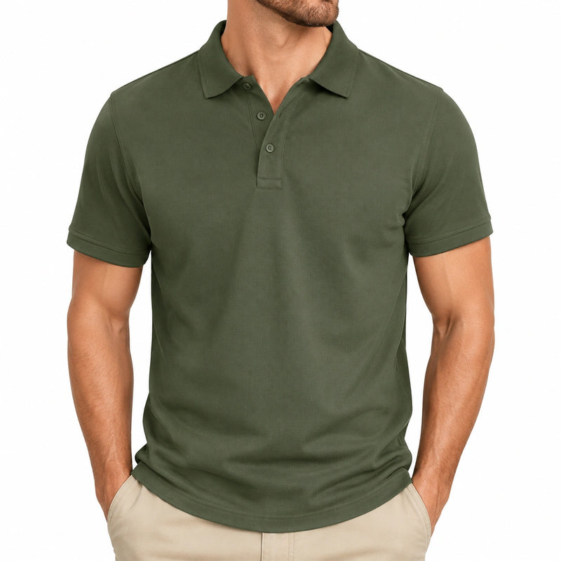 Herren Poloshirt Größe M aus Piqué in Olivgrün für Freizeit mit Kurzarm