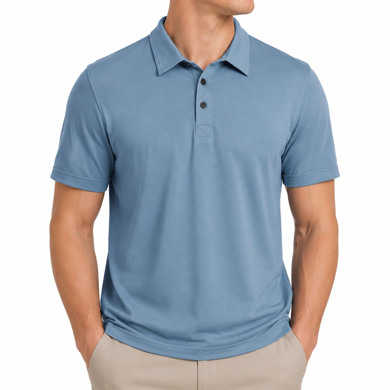 Herren Poloshirt L aus Textil in Blau mit Kurzarm für Freizeit