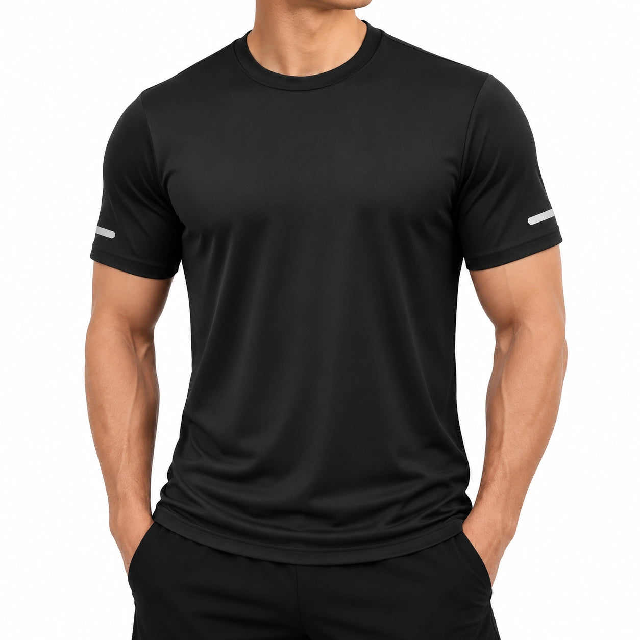 Herren Funktions T-Shirt XL Schwarz Kurzarm mit Rundhalsausschnitt