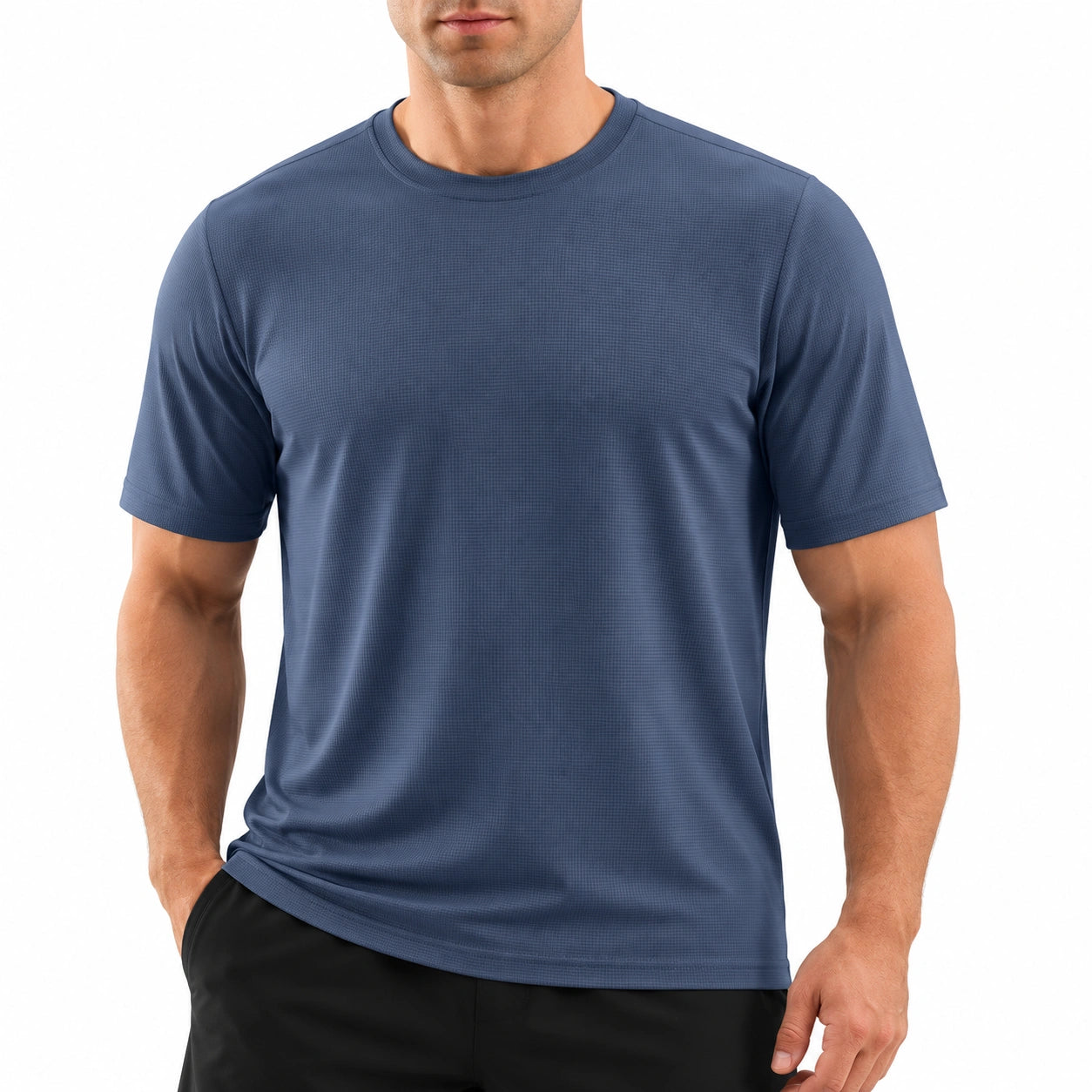 Herren Funktionsshirt XL aus Kunstfaser in Blau mit Rundhals und Kurzarm