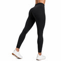 Damen Sportleggings Größe M Schwarz aus elastischem Textil mit hohem Bund