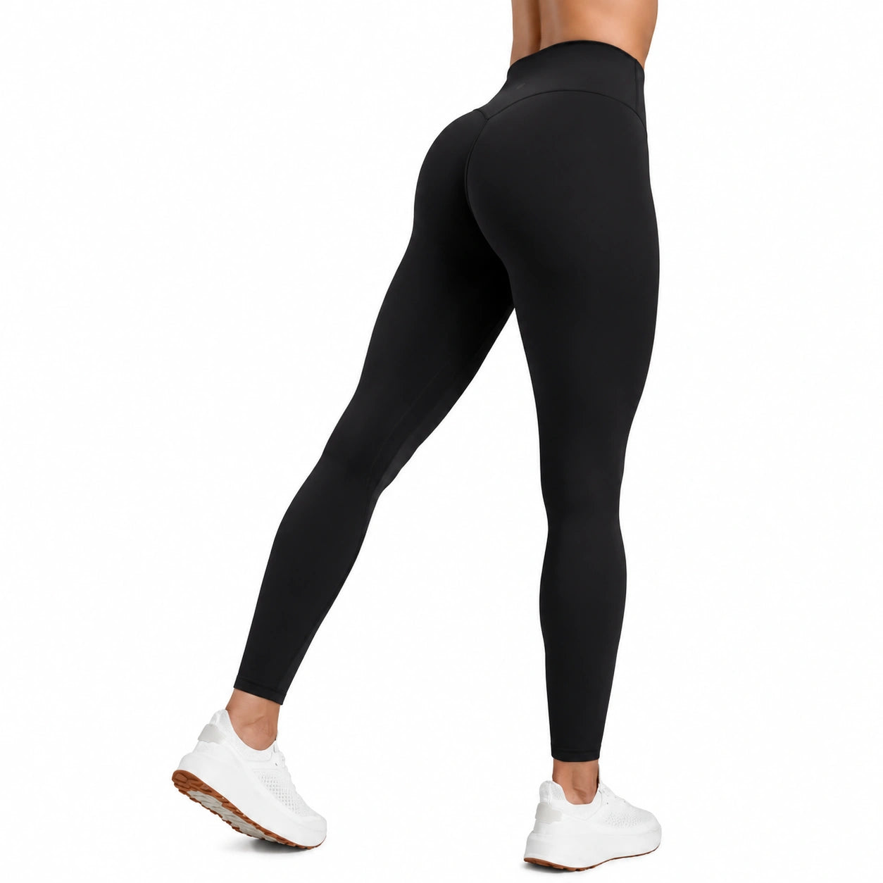 Damen Sportleggings Größe M Schwarz aus elastischem Textil mit hohem Bund