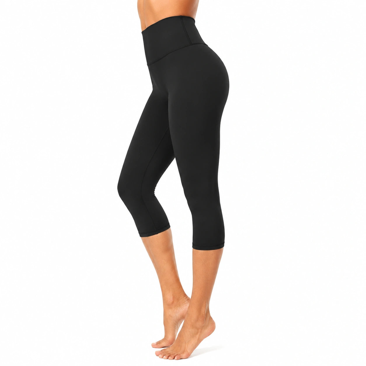 Damen Capri-Leggings Größe L Schwarz mit hohem Bund für Sport und Freizeit